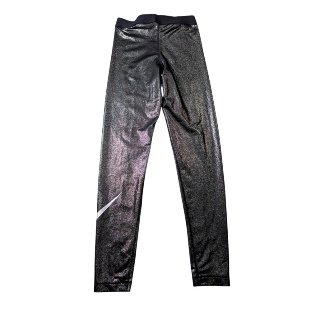 Nike ~ Pro Leggings ~ Women Medium ~ Black Metallic Shimmer ~ Dri-FIT 881778-013 - Picture 2 of 16